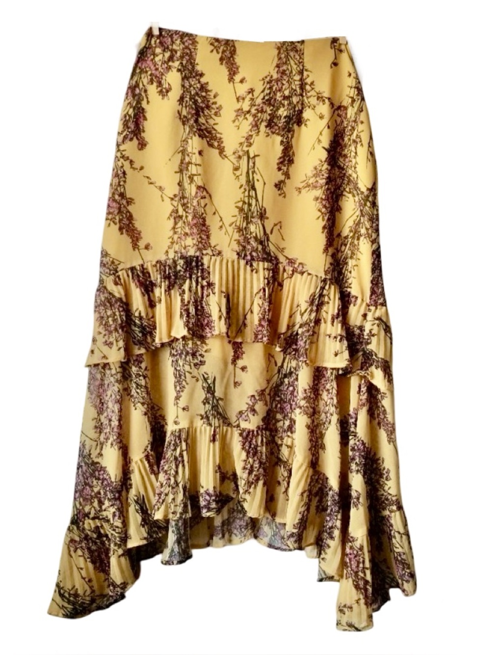 Keepsake ‘Light Up’ Yellow Floral Pleated Midi Skirt